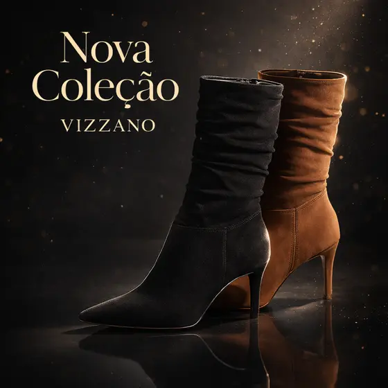 Bota Feminina Vizzano Camurça Cano Longo Salto Alto Montaria Confortável Elegante  Original