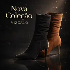 Bota Feminina Vizzano Camurça Cano Longo Salto Alto Montaria Confortável Elegante  Original