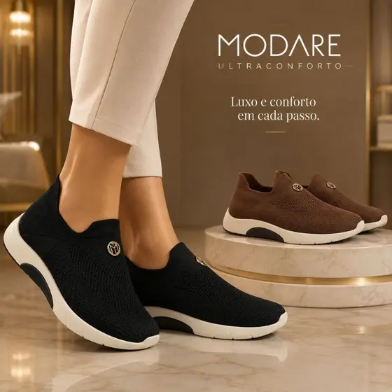 Tênis Feminino Slip On Modare Ultraconforto Macio Leve Sem Cadarço Moderno Lançamento Original