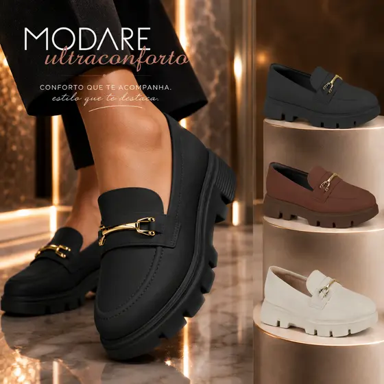 Mocassim Feminino Tratorado Modare Ortopédico Elegante Sapato Confortável Moda Casual Original
