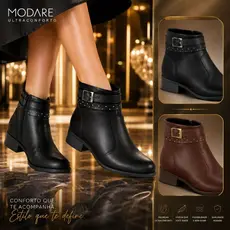 Bota Modare Coturno Feminina Versátil Salto Baixo Moderna Conforto Inverno Elegante Moda Original