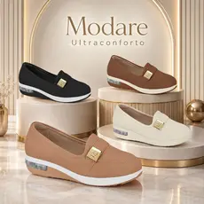 Tênis Feminino Ortopédico Slip On Modare Ultraconforto Com Gel Tech Calce Fácil Original