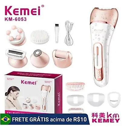 Kemei Depilador 6053 Feminino Elétrico, Barbeador Feminino, Perna Corpo Depilação Depilador KM 6053