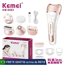 Kemei Depilador 6053 Feminino Elétrico, Barbeador Feminino, Perna Corpo Depilação Depilador KM 6053