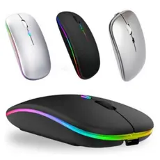 Mouse Sem Fio Wireless Recarregavel  Rgb 2,4GHz Bluetooth Bateria Interna Ergonômico Silencioso