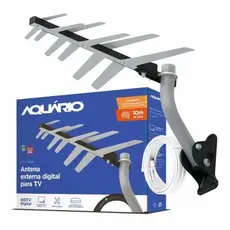 Antena Para Área Externa Tv Uhf Hdtv Dtv-1500 Aquario Cabo 10m E Suporte