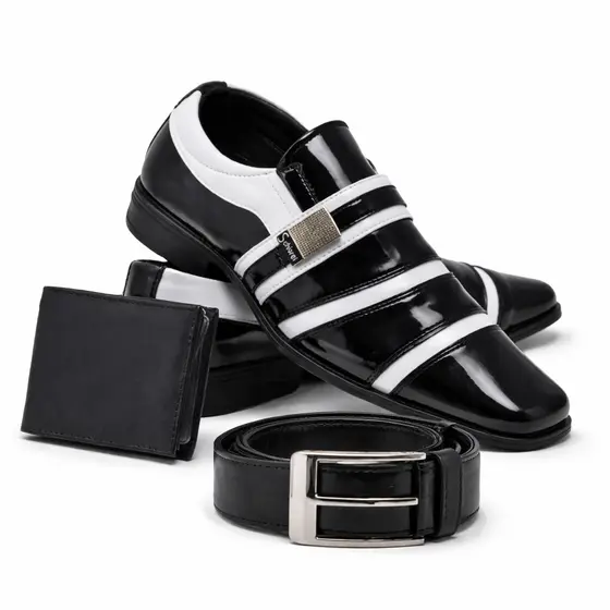 Kit Sapato Social Masculino 853 Carteira e Cinto Moda