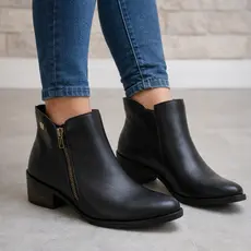 Bota Feminina Cano Curto Salto Baixo Ziper Lateral Confortável Leve Casual Trabalho Promoção