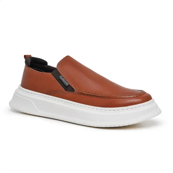 Sapatênis Slip On Masculino Oxford Palmilha Gel Couro Fino Casamento Casual