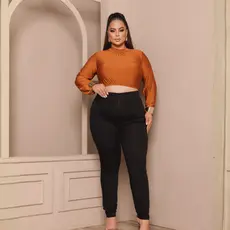 Calças Jeans Femininas Plus Size Cintura Alta Até o Umbigo Lycra