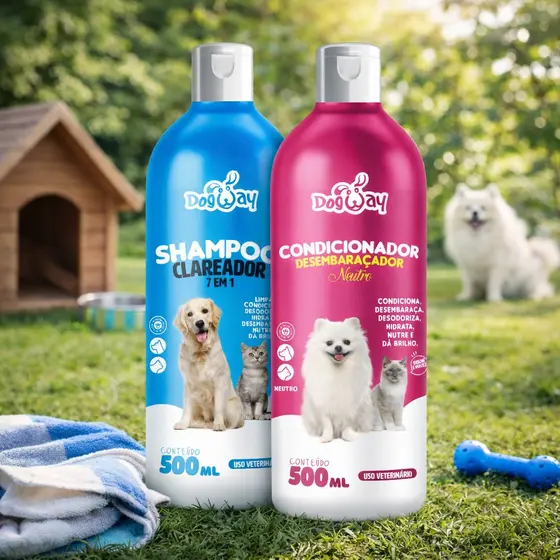 Shampoo Branqueador Condicionador Desembaraçador de Pelagem Cães E Gatos - Banho e Tosa