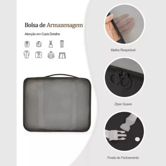 Kit 10 Necessaire Feminina Organizador De Malas Para Viagem