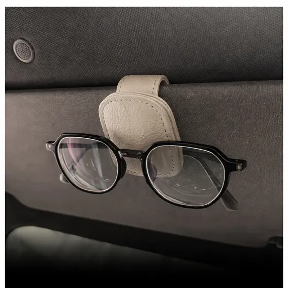 Suporte Porta Óculos Clip em Couro PU Carro Veicular