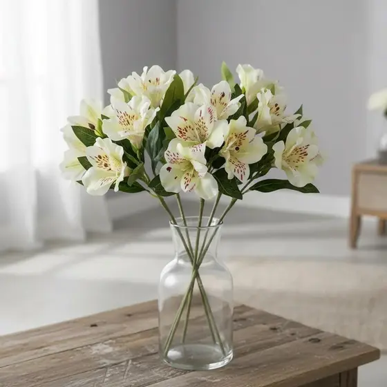 Planta Galho de Astromélia Artificial com 7 flores muito Realista