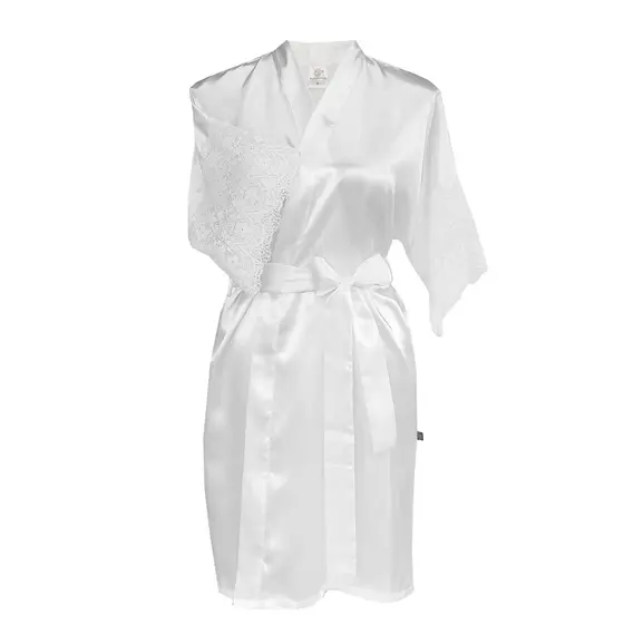 Robe Roupão de Cetim com manga curta com renda Noiva, Mãe da noiva, madrinha, casamento