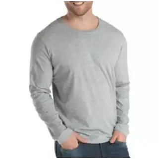 Camiseta Manga Longa Branca Cinza Mescla 100% Poliester