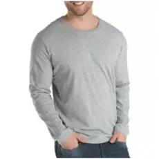 Camiseta Manga Longa Branca Cinza Mescla 100% Poliester