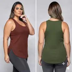 Regata Feminina Versátil Dry Fit Long Academia Treino Corrida Alongada Cores Oferta Promoção