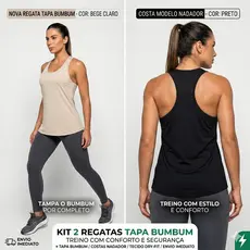 Kit 2 Regatas Fitness Feminina Versatil Academia Treino Crossfit Blusa Alongada