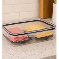 Porta Frios Preto Para Presunto e Queijo Com Fundo Duplo e Removível Removível Para Organizar e Conservar na Geladeira