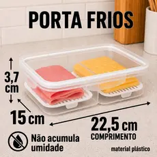 Porta Frios para Geladeira Hermético Branco Empilhável com Base Escorredora Removível