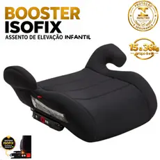 Assento de Carro Infantil ISOFIX 15 a 36kg Booster Banco de Elevação Cadeira Viagem FIX FIT Preto