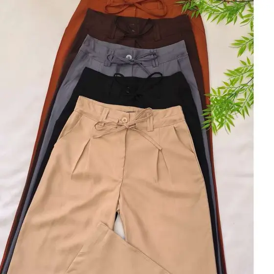 Varlea calça feminina de tecido marrant   com cordao pantalona