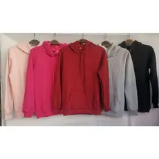 blusa moletom feminina fechado liso com capz canguro