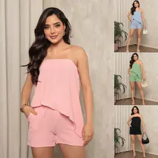 conjunto feminina blusa com shortinho modelo sotinho