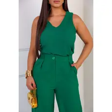 blusa feminina conjunto blusinha e calca pantalona crepenho malha com elastano
