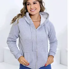 Blusa de Frio Feminina Moletom Quetinho com Capuz e Ziper