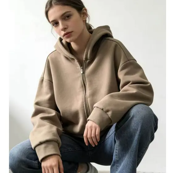 Moletom Casual Conforto Absoluto Com Zíper e Capuz Tendência Feminina