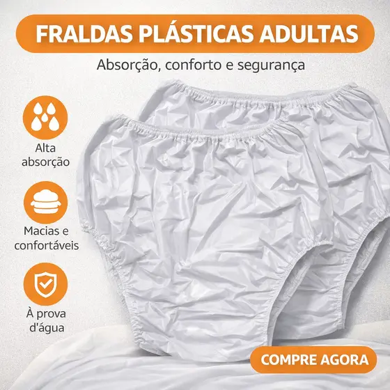 Calça Plástica Incontinência Urinária Geriátrica Adultos Idoso PVC Siliconado- 2 Unidades Nilce