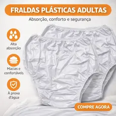 Calça Plástica Incontinência Urinária Geriátrica Adultos Idoso PVC Siliconado- 2 Unidades Nilce