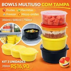 BOWLS MULTIUSO COM TAMPA – Pote de plastico - pote com tampa - Organizador de alimentos - potes para fruta