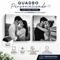 Quadro Personalizado com Foto 20x20cm | Presente para Casal, Família, Namorados, Filhos, Borda Infinita