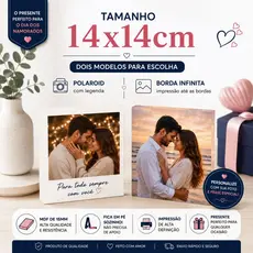 Quadro de Mesa Personalizado 14x14 - MDF 15mm | Com Legenda ou Borda Infinita - Presente Dia dos Namorados - Presente