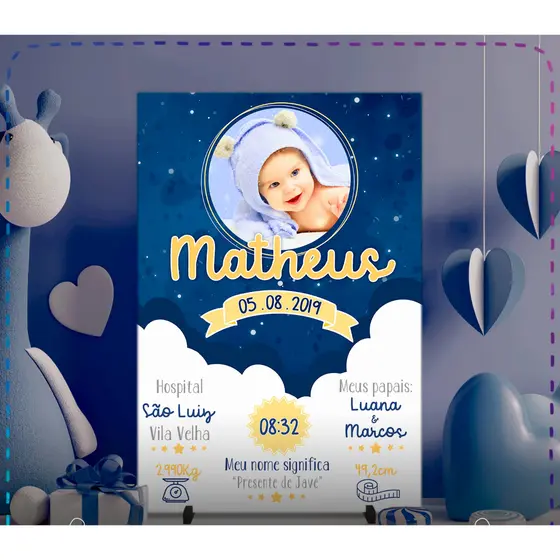 Quadros de informações de nascimento: a maneira perfeita de eternizar a chegada do seu bebê!