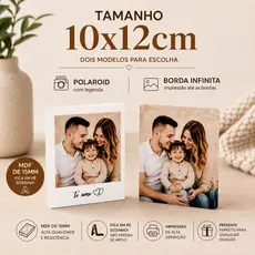 Kit 5 Quadros de Mesa Personalizados com Foto e Legenda — Presente Criativo para Dia dos Namorados