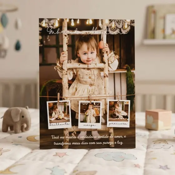 Quadro Personalizado Infantil com Foto e Nome | Decoração para Quarto de Criança