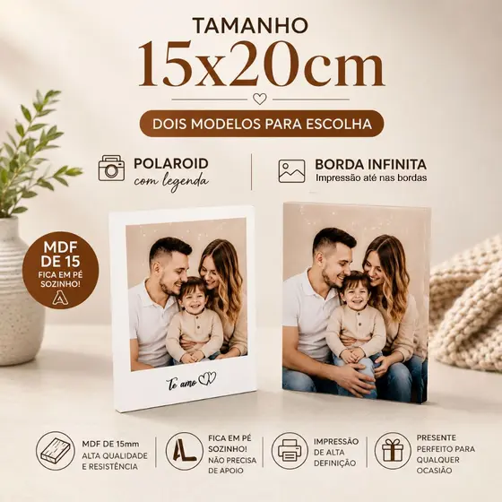 Quadros de Mesa  15x20cm - Decorativo Personalizados Foto  - Newborn -  Dia dos Namorados
