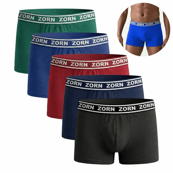 Kit 05 Cueca Box Boxer ZORN Masculinas Adulto Lisas