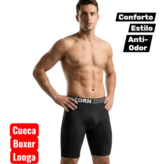 Kit 10 Cuecas Box Boxer Ciclista Long Leg Boxer Comprida de Microfibra