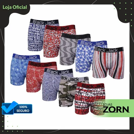 Kit Com 15 Cuecas Box-Boxer Black Jack Estampadas Ótima Qualidade