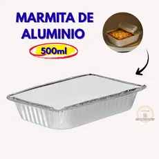 100un. Marmita Marmitinha Alumínio 500ml C/ Tampa