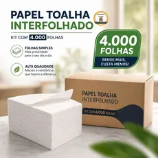 Papel Toalha  Aproximadamente 4000fls de Interfolha Branco 100% Virgem Promo