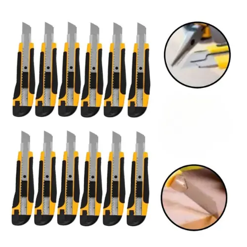 KIT COM 3UN, 6UN OU 12UN ESTILETES PROFISSIONAL ALTA QUALIDADE EMBORRACHADO 18MM C/LAMINA