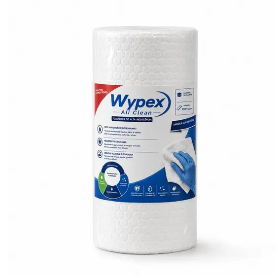 100Un Pano Reutilizável Multiuso Resistente Wypex - 20x15cm Branco