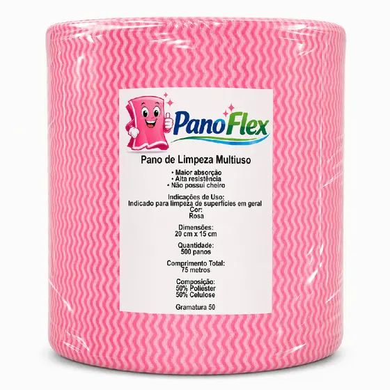 500unidades Pano de Limpeza Rosa PanoFlex 20x15cm Alta Absorção Multiuso