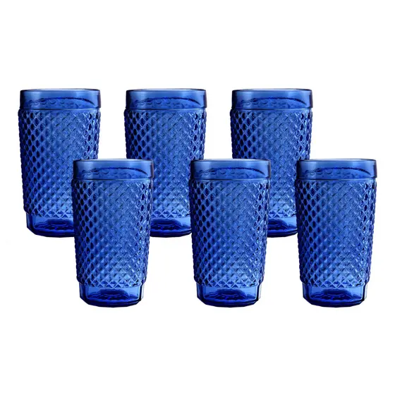 Jogo 6 Copos Wheaton Barroco Azul 255ml Vidro